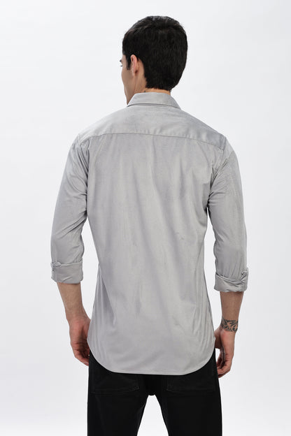 Light Grey Double Pocket Solid Shirt