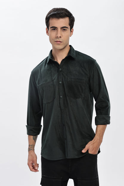 Lavish Green Double Pocket Solid Shirt