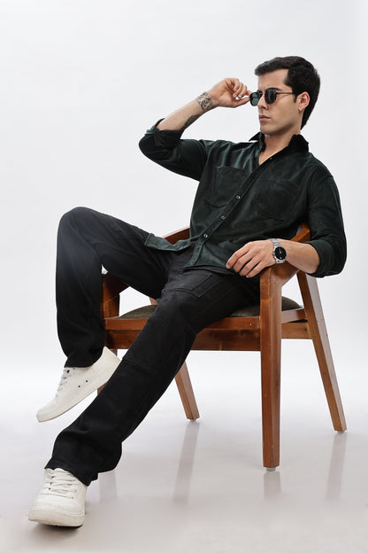 Lavish Green Double Pocket Solid Shirt