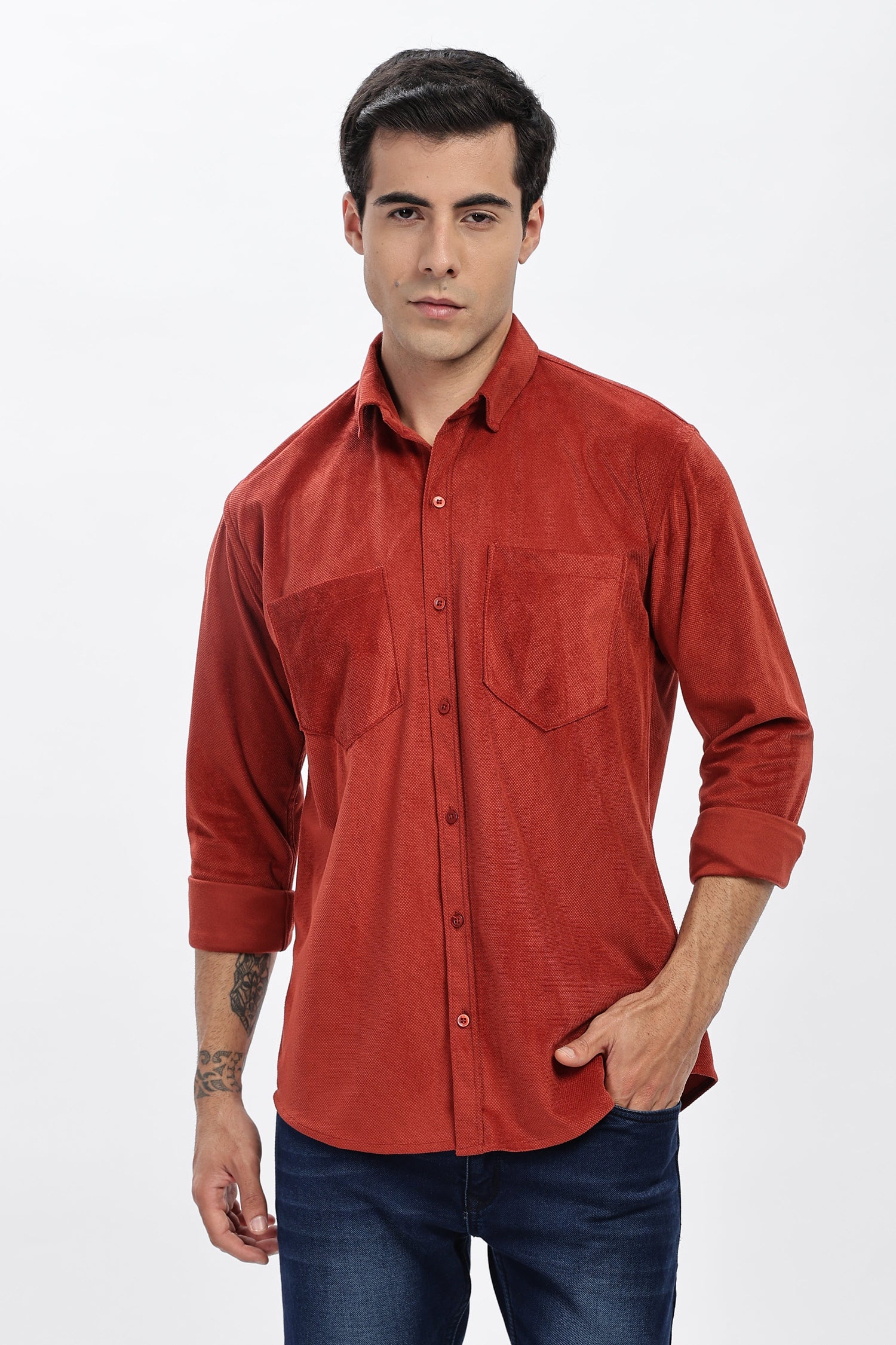 Cherry Double Pocket Solid Shirt