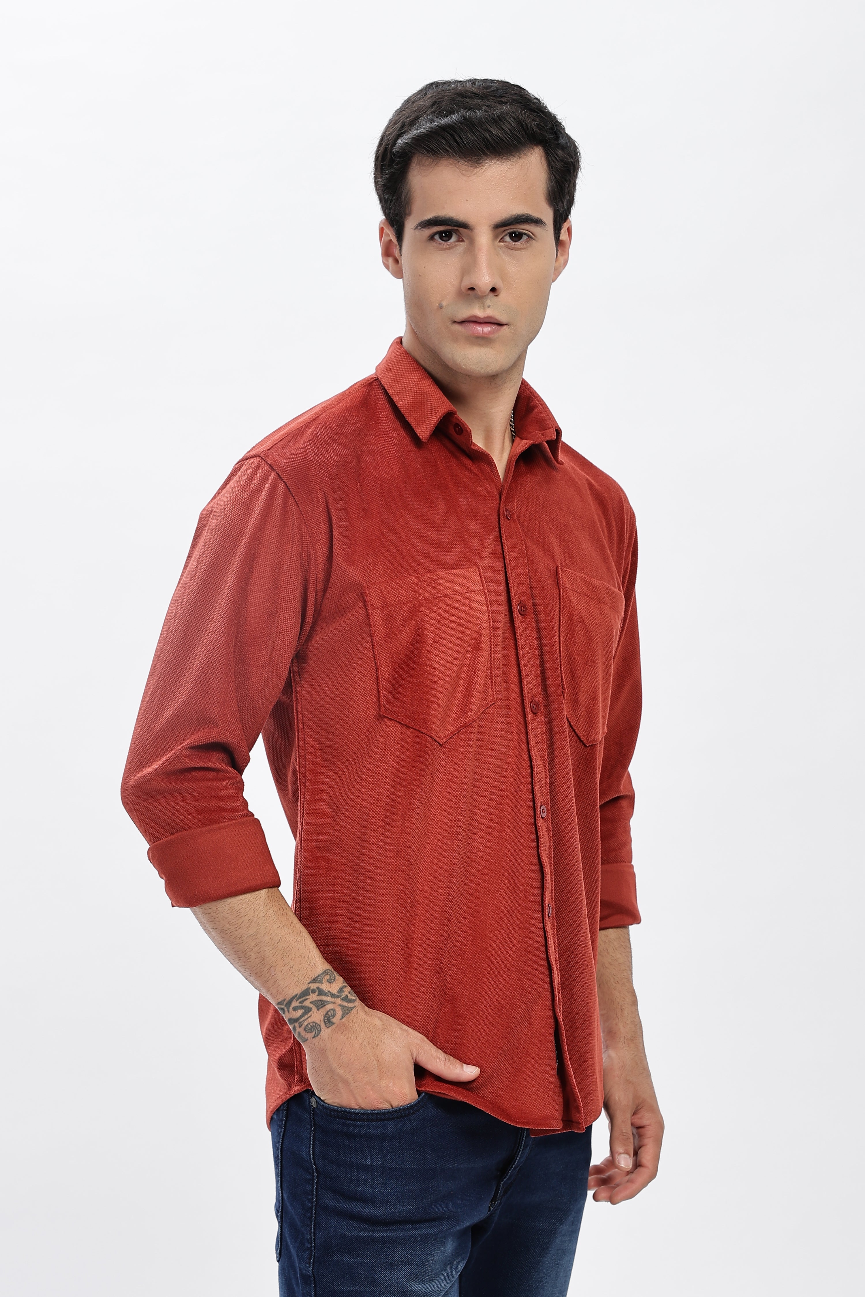 Cherry Double Pocket Solid Shirt