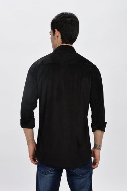 Black Double Pocket Solid Shirt