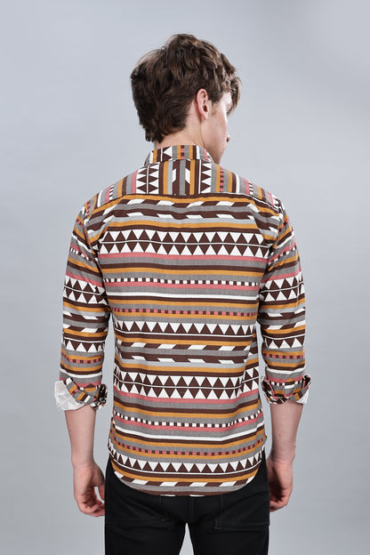 Orange Aztec Relaxed Fit Overshirt