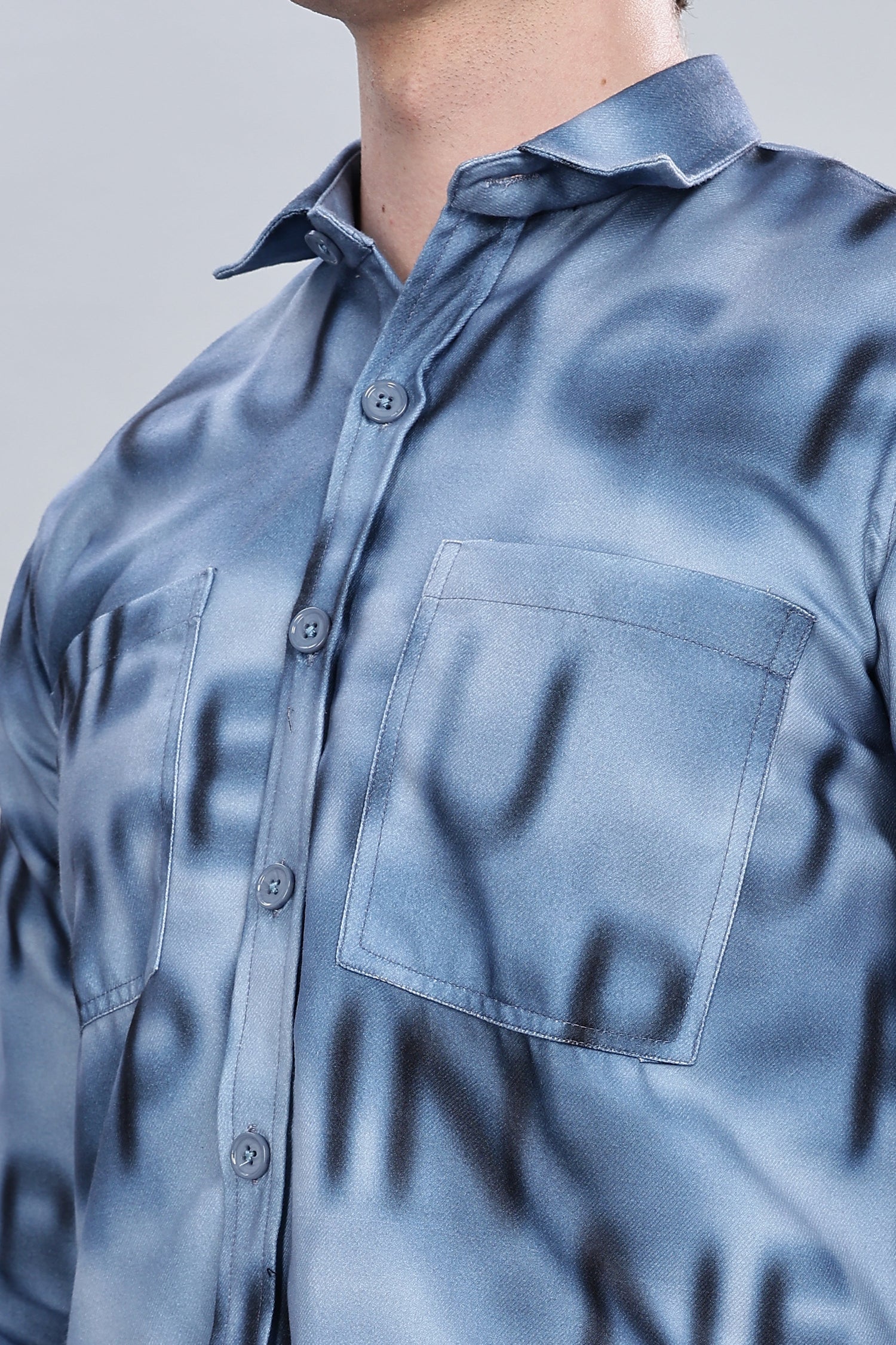 Blue Alphabetical Relaxed Fit Overshirt