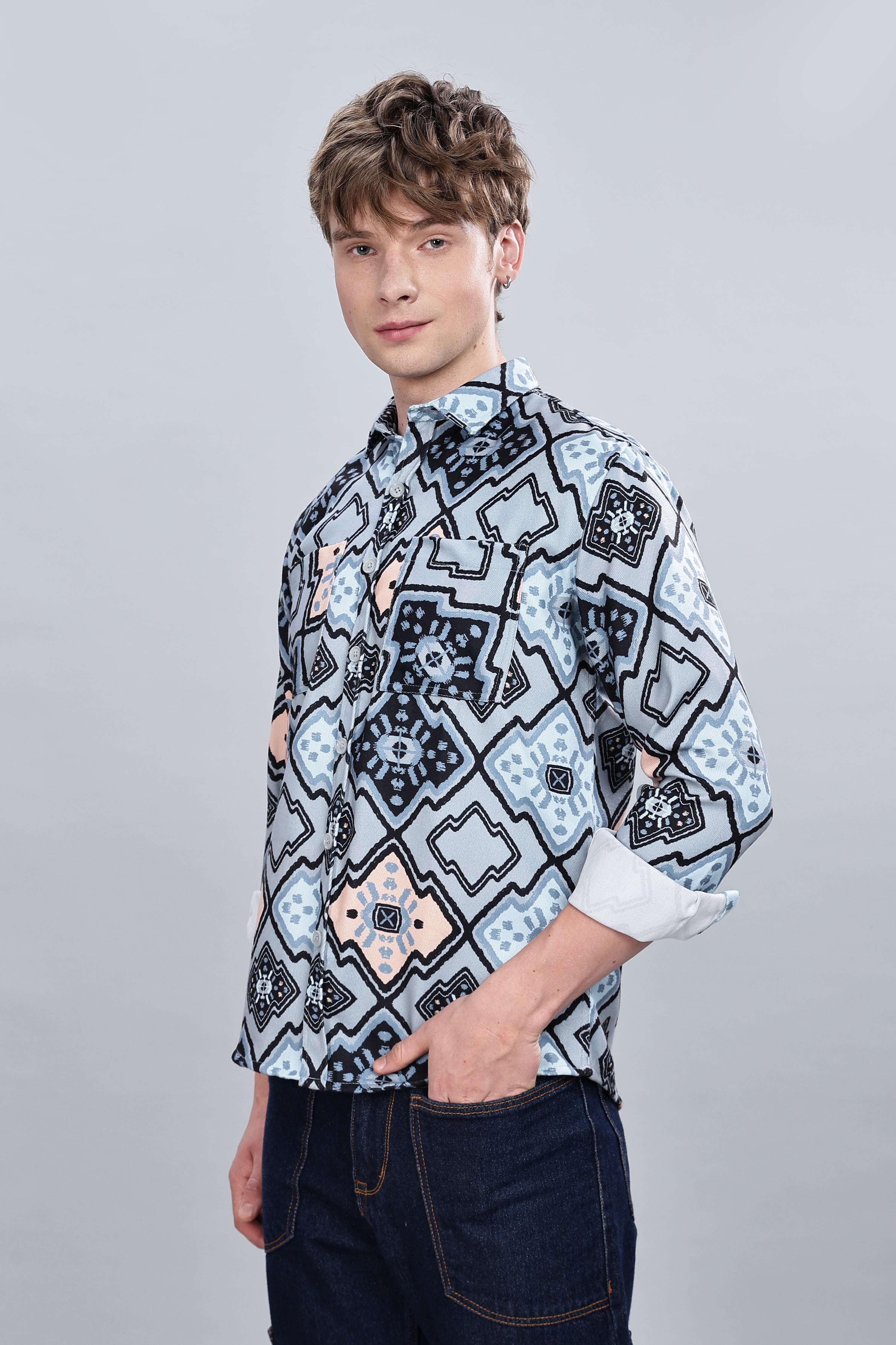 Enigmatic Blue Relaxed Fit Overshirt