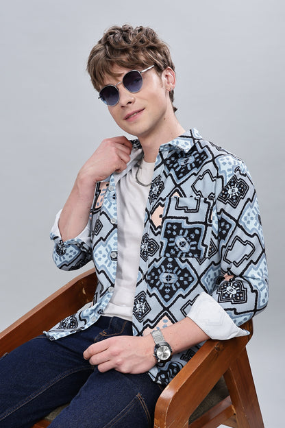 Enigmatic Blue Relaxed Fit Overshirt