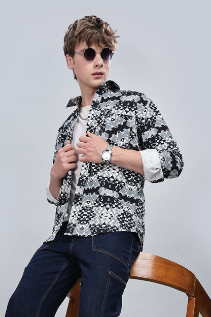 Greyish Abstractix Relaxed Fit Overshirt