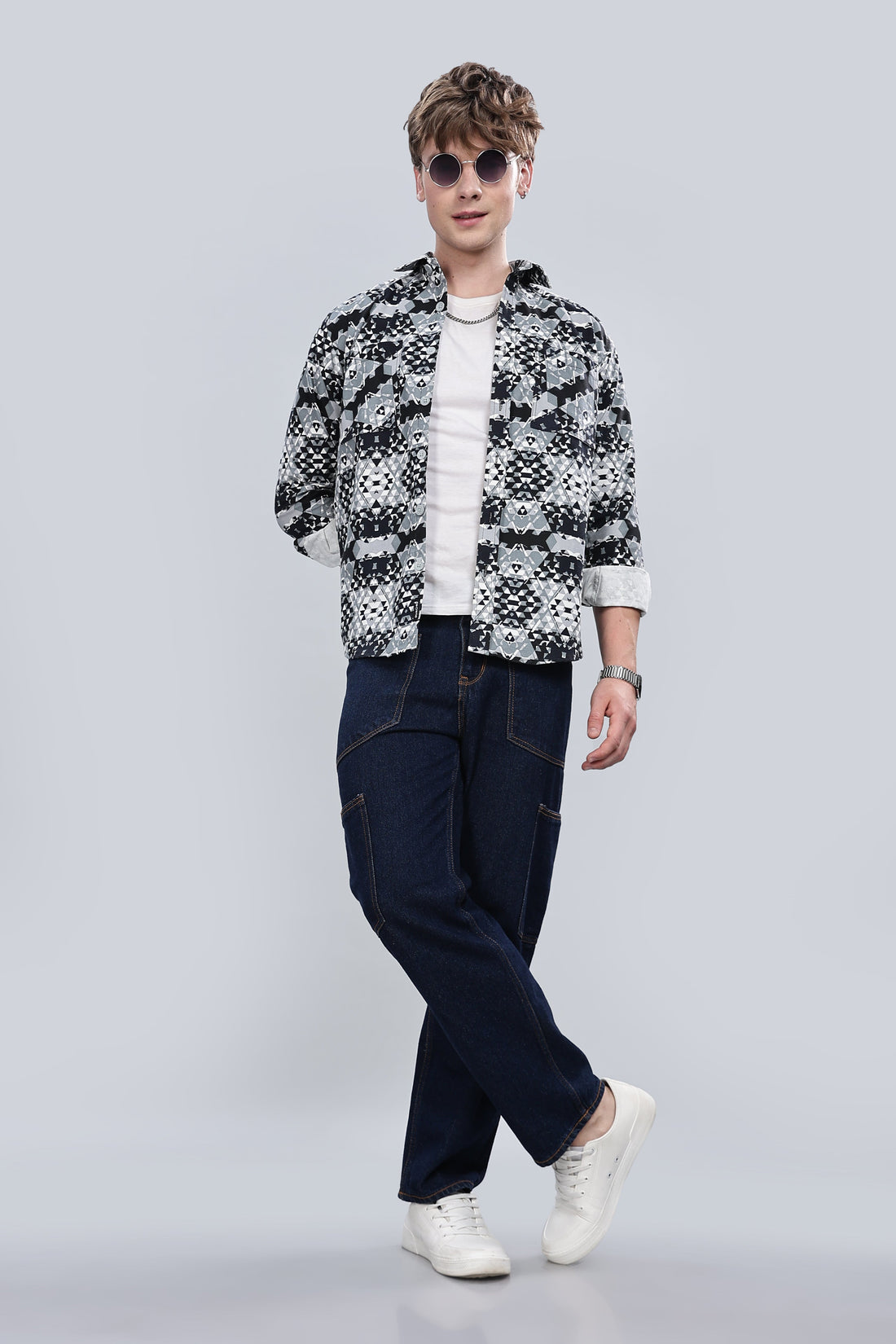Greyish Abstractix Relaxed Fit Overshirt