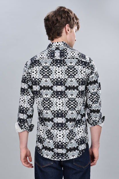 Greyish Abstractix Relaxed Fit Overshirt