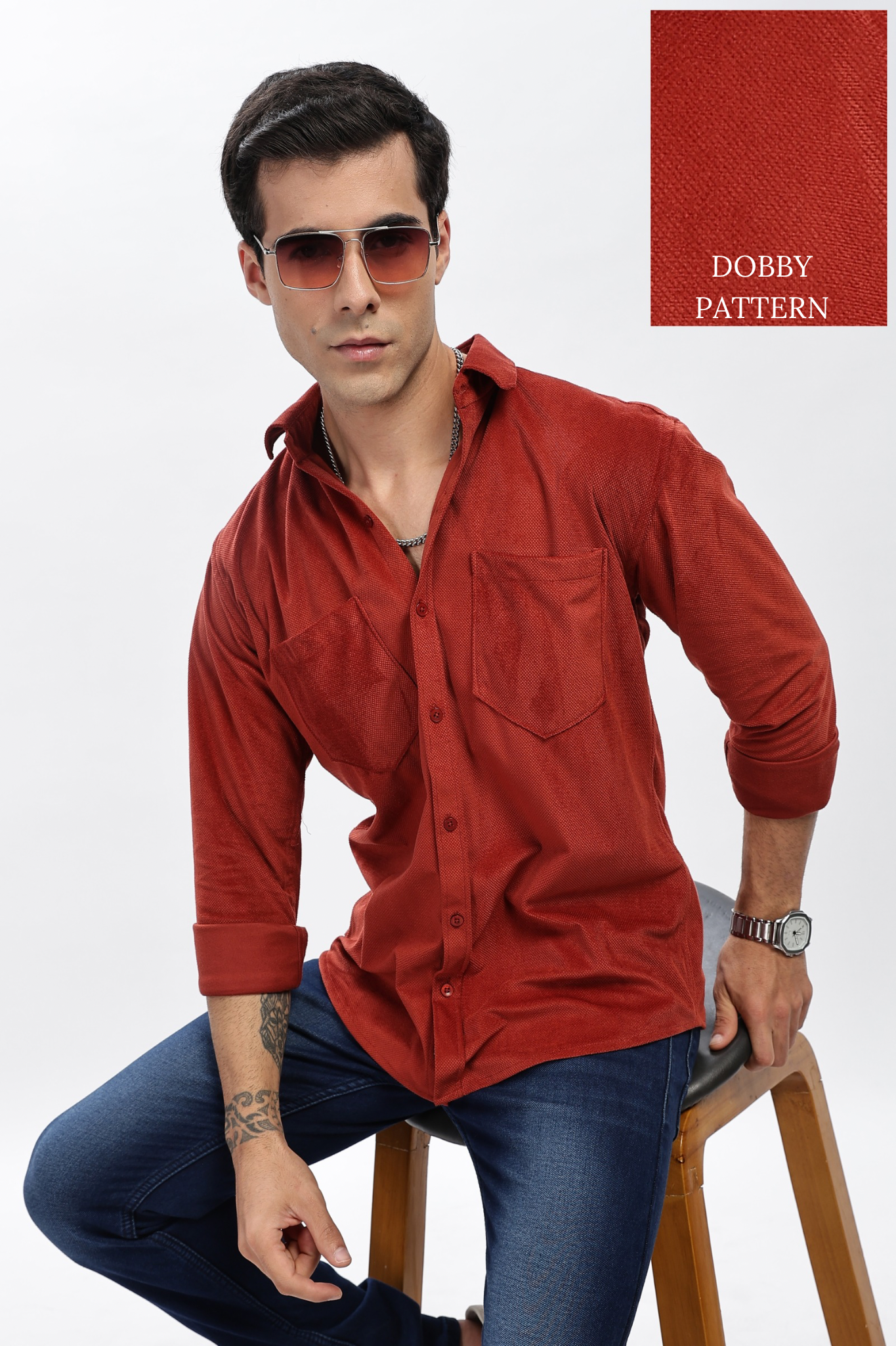 Cherry Double Pocket Solid Shirt