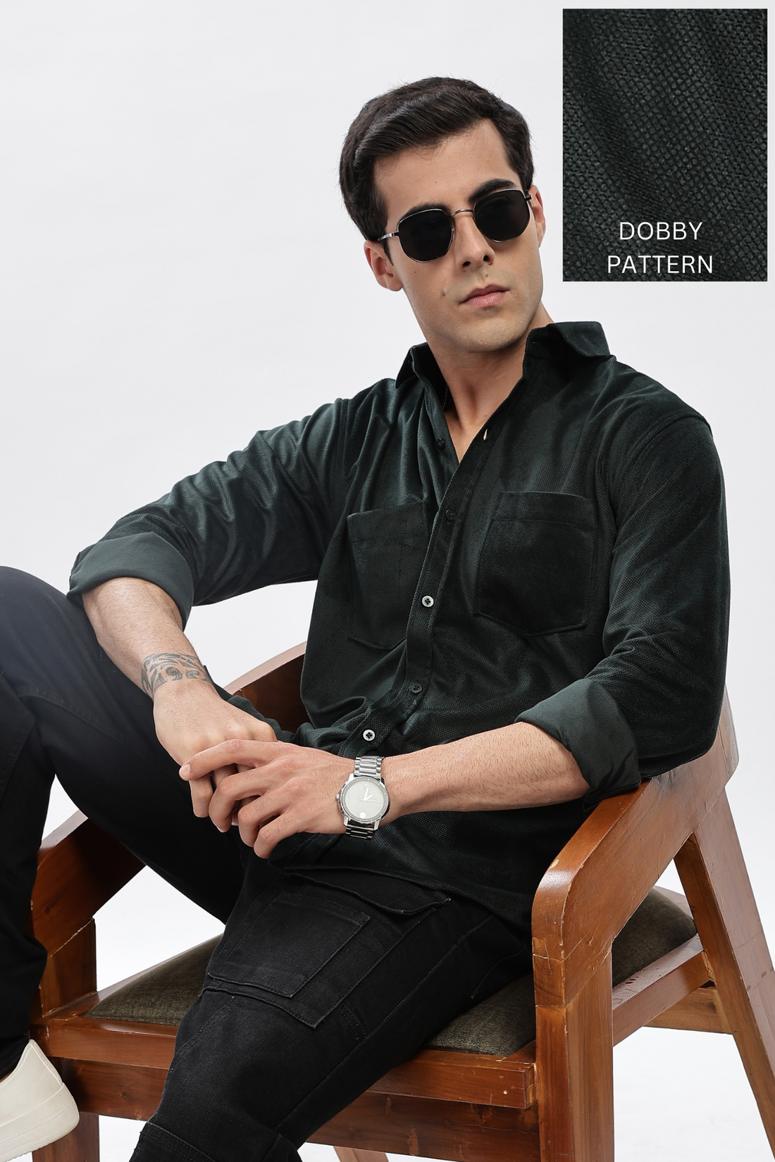 Lavish Green Double Pocket Solid Shirt