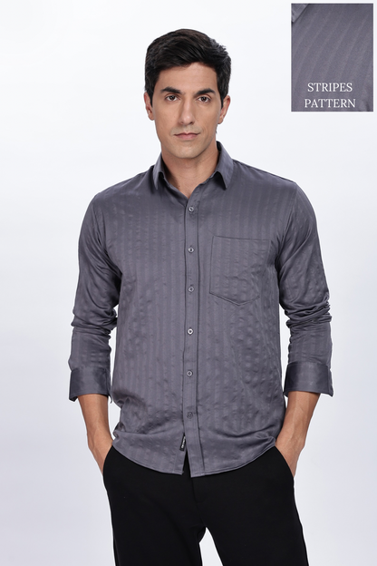 Grey Stripes Solid Shirt