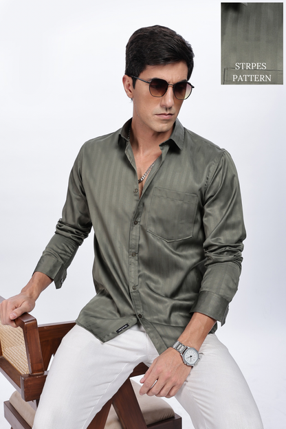 Olive Green Stripes Shirt