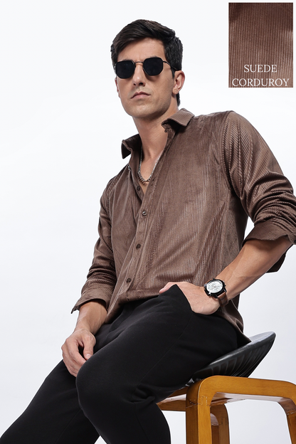 Pleat Creased Brown Shirt