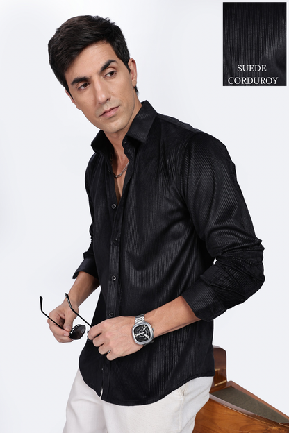 Pleat creased black shirt